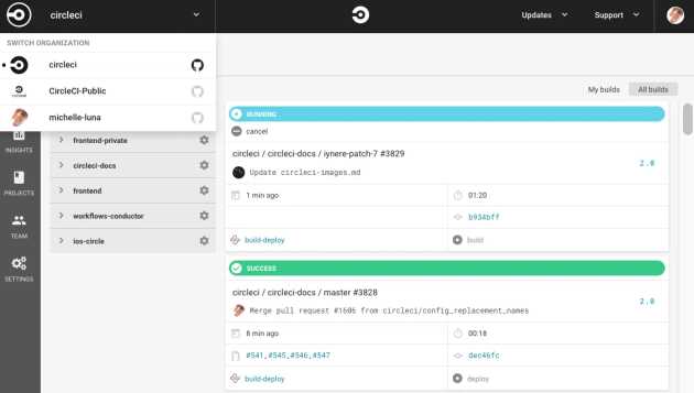 Interface Circle.ci